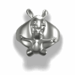 Vue de dessus de la chevalière Lapin, montrant le personnage emblématique d'Ubisoft les bras grands ouverts et la bouche hurlante.