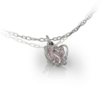 Pendentif Cœur Captif de Jocelyn Bouget : pendentif d'exception, cœur enserré dans une cage, modélisation 3D, fonte et finition par le joaillier Laurent Barateau (Reims). Sur commande.