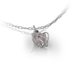 Pendentif Cœur Captif de Jocelyn Bouget : pendentif d'exception, cœur enserré dans une cage, modélisation 3D, fonte et finition par le joaillier Laurent Barateau (Reims). Sur commande.