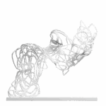 Sculpture Immortelle Entrelas de Jocelyn Bouget : sculpture imprimée en 3D SLS de couleur blanche, vue de profil, format 60 × 45 × 60 cm. Composition la plus abstraite de la collection : un écheveau libre de rubans qui s'enroulent et se croisent en boucles, entrelacements et arabesques continus. La silhouette d'un buste féminin se devine dans le mouvement (poitrine, taille, hanches) sans jamais être affirmée. Posture inclinée vers la droite, presque en mouvement suspendu. Posée sur un socle blanc plat.