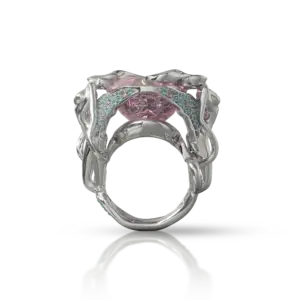 Bague Fairy Tale de Jocelyn Bouget : bague d'exception en or 18 carats, modélisation 3D, fonte à modèle perdu et sertissage par le joaillier Laurent Barateau (Reims). Pièce unique sur commande.