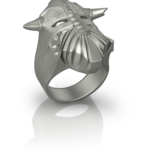 Chevalière For Honor de Jocelyn Bouget : chevalière Fan Art en argent, motif inspiré de l'univers médiéval du jeu vidéo, modélisation 3D et impression haute précision par Sculpteo.