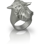 Chevalière For Honor de Jocelyn Bouget : chevalière Fan Art en argent, motif inspiré de l'univers médiéval du jeu vidéo, modélisation 3D et impression haute précision par Sculpteo.