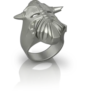 Chevalière For Honor de Jocelyn Bouget : chevalière Fan Art en argent, motif inspiré de l'univers médiéval du jeu vidéo, modélisation 3D et impression haute précision par Sculpteo.