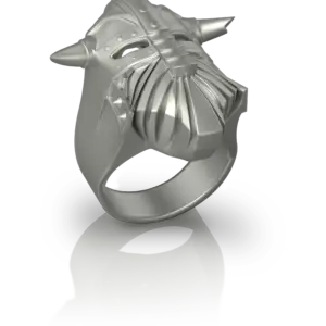 Chevalière For Honor de Jocelyn Bouget : chevalière Fan Art en argent, motif inspiré de l'univers médiéval du jeu vidéo, modélisation 3D et impression haute précision par Sculpteo.