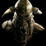Peinture numérique abouti en noir et blanc d'un casque viking à cornes avec une barbe tressée imposante, style clair-obscur.