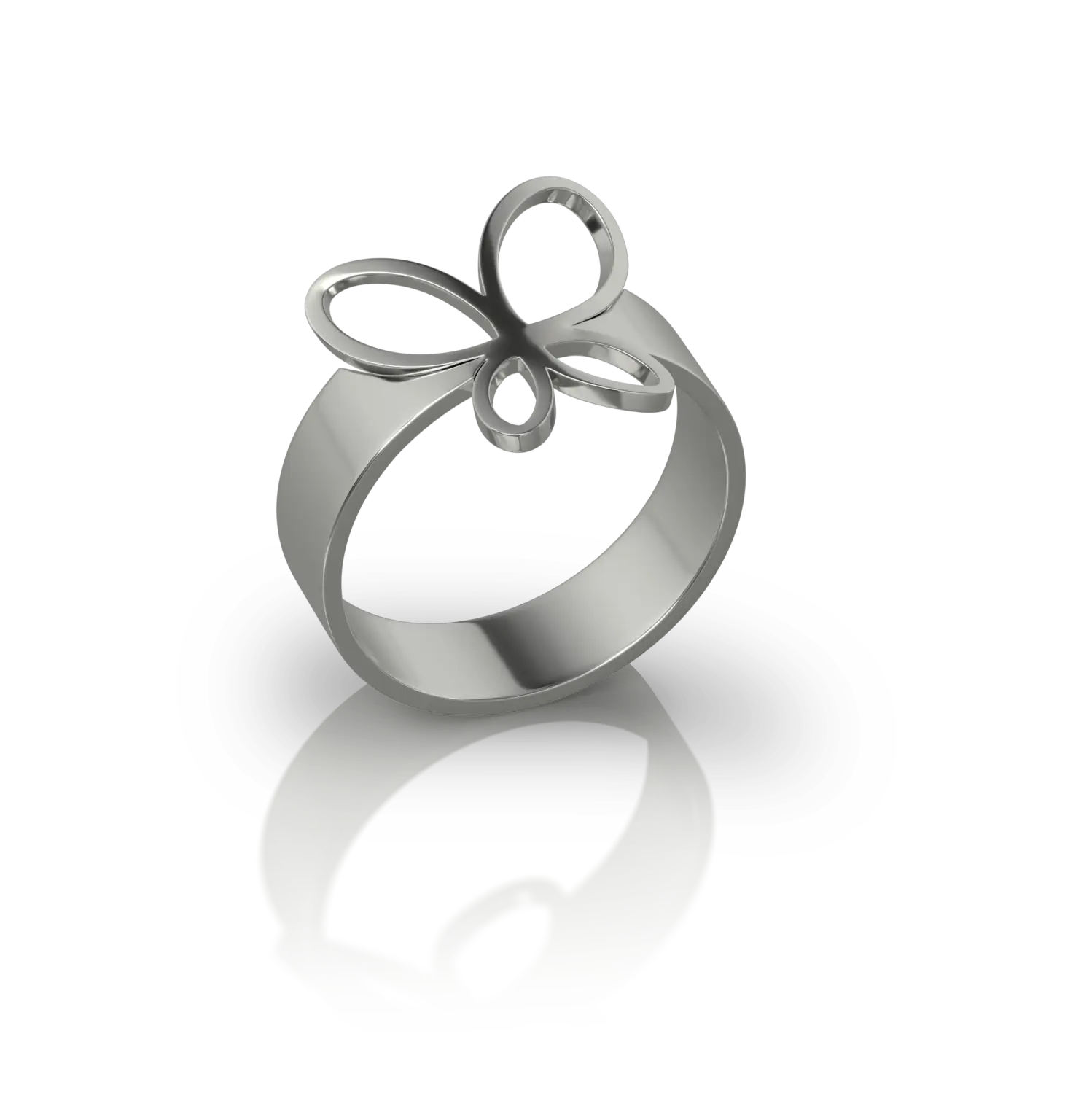 Bague Papillon de Jocelyn Bouget : bague à motif papillon en acier inoxydable, modélisée en 3D et imprimée par Sculpteo. Création originale.