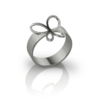 Bague Papillon de Jocelyn Bouget : bague à motif papillon en acier inoxydable, modélisée en 3D et imprimée par Sculpteo. Création originale.