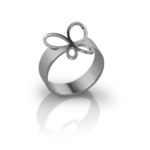 Bague Papillon de Jocelyn Bouget : bague à motif papillon en acier inoxydable, modélisée en 3D et imprimée par Sculpteo. Création originale.