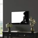 L'œuvre Shadow 2 exposée dans un salon contemporain sombre, soulignant le contraste entre le noir profond et la lumière blanche.